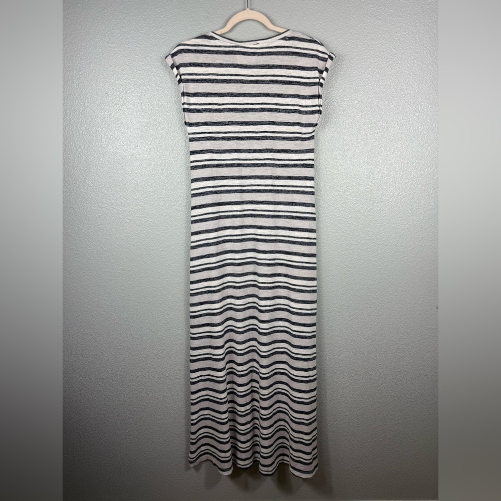 Lou & Grey For Loft V-neck Black White Striped Tee Maxi Dress LightWeight XS - Picture 10 of 11